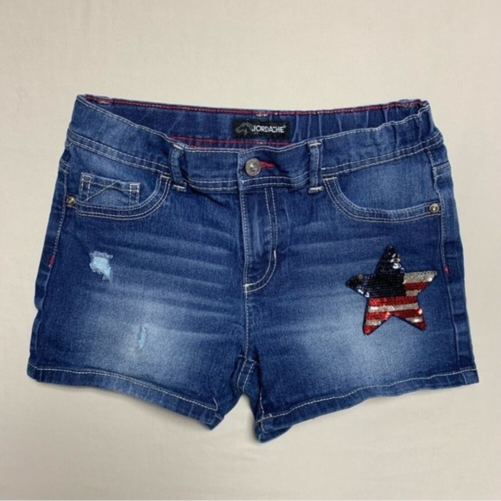 Patriotic American Flag Star Flippy Flip Sequin Shorts Sequin Girl’s 12 America
